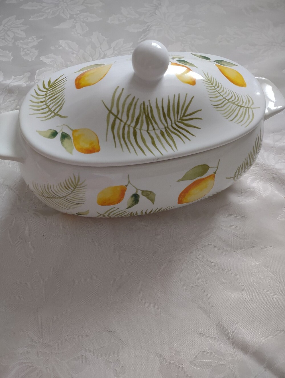 2 Ceramic Bakeware Casserole With Lid And Handles Mediterranean Lemon Seasonal